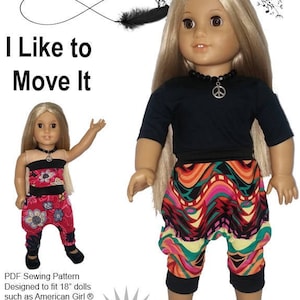 I Like To Move It Harem Pants 18 inch Doll Clothes Pattern - Jacqui Angus Creations & Designs - PDF - Pixie Faire