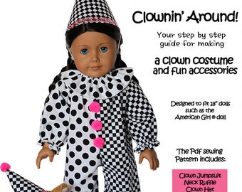 Clownin' Around! 18 inch Doll Clothes Pattern Fits Dolls such as American Girl® - Peppermintsticks - PDF - Pixie Faire