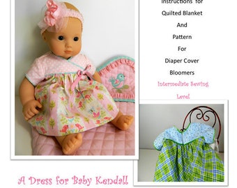 A Dress For Baby Kendall 15 inch Doll Clothes Pattern Fits Baby Dolls such as Bitty Baby® - Jelly Bean Soup Designs - PDF - Pixie Faire