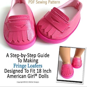 Fringe Loafers 18 inch Doll Clothes Shoe Pattern Fits Dolls such as American Girl® - Miche Designs - PDF - Pixie Faire