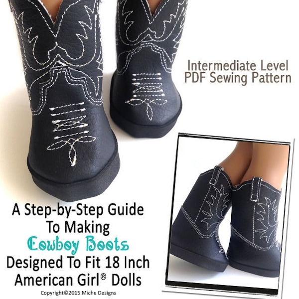 Cowboy Boots 18 inch Doll Clothes Shoe Pattern Fits Dolls such as American Girl® - Miche Designs - PDF - Pixie Faire