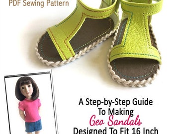 Geo Sandals 16 inch Doll Clothes Shoe Pattern Fits A Girl For All Time® Dolls - Miche Designs - PDF - Pixie Faire