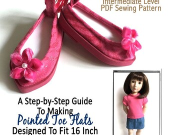 Pointed Toe Flats 16 inch Doll Clothes Shoe Pattern Fits A Girl For All Time® Dolls - Miche Designs - PDF - Pixie Faire