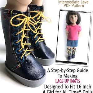 Lace-Up Boots 16 inch Doll Clothes Shoe Pattern Fits A Girl For All Time® Dolls - Miche Designs - PDF - Pixie Faire