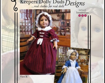 Colonial Day Dress 18 inch Doll Clothes Pattern Designed to Fit Dolls such as American Girl® - Keepers Dolly Duds - PDF - Pixie Faire