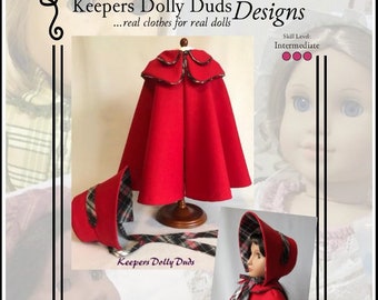 Double Cape and Bonnet 16 inch Doll Clothes Pattern Fits Dolls such as A Girl For All Time® - Keepers Dolly Duds - PDF - Pixie Faire