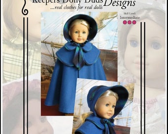 Double Cape and Bonnet 18 inch Doll Clothes Pattern Designed to Fit Popular 18" Dolls - Keepers Dolly Duds - PDF - Pixie Faire