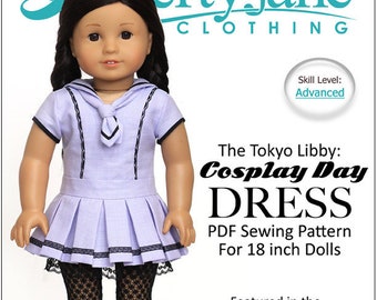 Cosplay Day Dress 18 inch Doll Clothes Pattern Fits Dolls such as American Girl® - Liberty Jane - PDF - Pixie Faire