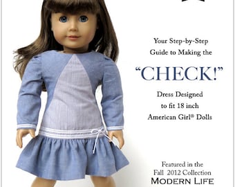 Check! Dress 18 inch Doll Clothes Pattern Fits Popular 18" Dolls - Melody Valerie Couture - PDF - Pixie Faire