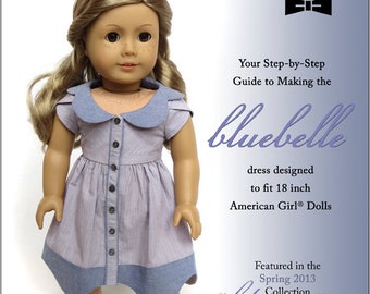 Bluebelle Dress 18 inch Doll Clothes Pattern Fits Dolls such as American Girl® - Melody Valerie Couture - PDF - Pixie Faire