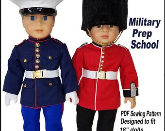 Military Prep School Uniform 18 inch Doll Clothes Pattern Fits Popular 18" Dolls - Koski Kreations - PDF - Pixie Faire
