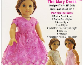 The Mary Dress 18 inch Doll Clothes Pattern Fits Popular 18" Dolls - Sharp Dressed Dolls - PDF - Pixie Faire