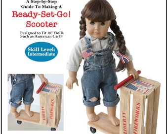 Ready Set Go Scooter 18 inch Doll Toy Pattern Designed to Fit Popular 18" Dolls - Forget Me Not Designs - PDF - Pixie Faire