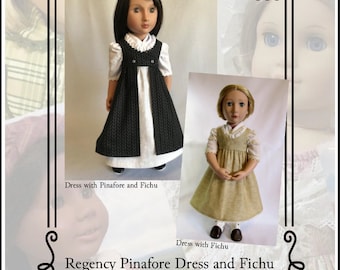 Regency Dress, Pinafore, Fichu 16 inch Doll Clothes Pattern Fits A Girl For All Time® Dolls - Keepers Dolly Duds - PDF - Pixie Faire