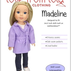Madeline 14.5 inch Doll Clothes Pattern Designed to Fit Dolls such as WellieWishers™ - Love From Lola - PDF - Pixie Faire