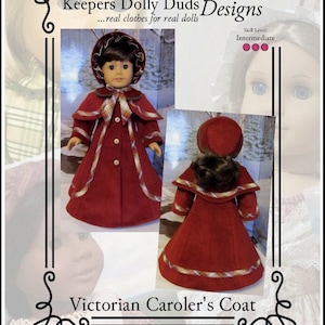 Victorian Caroler's Coat & Bonnet 18 inch Doll Clothes Pattern Fits Dolls such as American Girl® - Keepers Dolly Duds - PDF - Pixie Faire