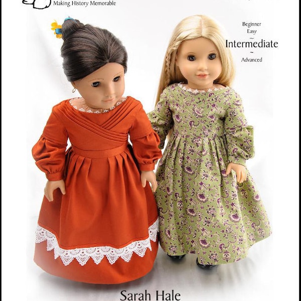 1830's Sarah Hale Dress 18 inch Doll Clothes Pattern Fits Dolls such as American Girl® - Thimbles and Acorns - PDF - Pixie Faire