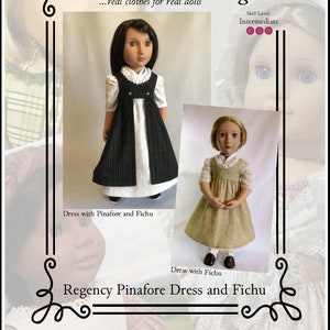 Regency Dress, Pinafore, Fichu 16 inch Doll Clothes Pattern Fits A Girl For All Time® Dolls - Keepers Dolly Duds - PDF - Pixie Faire