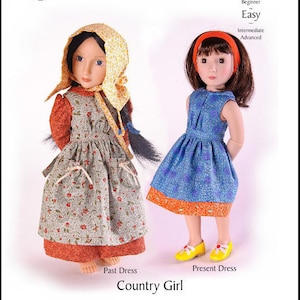 Country Girl 16 inch Doll Clothes Pattern Fits A Girl For All Time® Dolls – Thimbles and Acorns - PDF - Pixie Faire