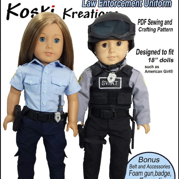 Uniforme de police 18 pouces Modèle de vêtements de poupée conçu pour s'adapter aux poupées telles que American Girl® - Koski Kreations - PDF - Pixie Faire