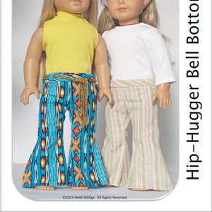 Hip-Hugger Bell Bottoms 18 inch Doll Clothes Pattern Fits Dolls such as American Girl® - Flossie Potter - PDF - Pixie Faire