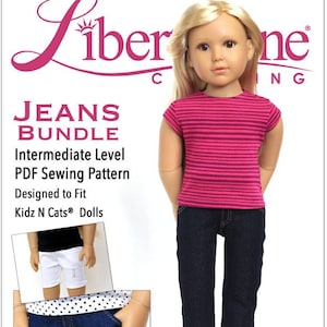 Jeans Bundle Doll Clothes Pattern Designed to Fit Kidz N Cats® Dolls - Liberty Jane - PDF - Pixie Faire
