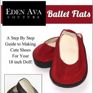 Op de afbeelding: Een stapsgewijze handleiding voor het maken van ballerina's voor 45 cm poppen. De handleiding bevat instructies voor het maken van rode en paarse schoenen. Vaardigheidsniveau: Gemiddeld.