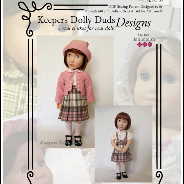 Train Station Four Piece Outfit 16 inch Doll Clothes Pattern Fits A Girl For All Time® Dolls - Keepers Dolly Duds - PDF - Pixie Faire