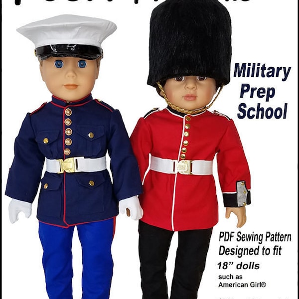 Military Prep School Uniform 18 inch Doll Clothes Pattern Fits Dolls such as American Girl® - Koski Kreations - PDF - Pixie Faire