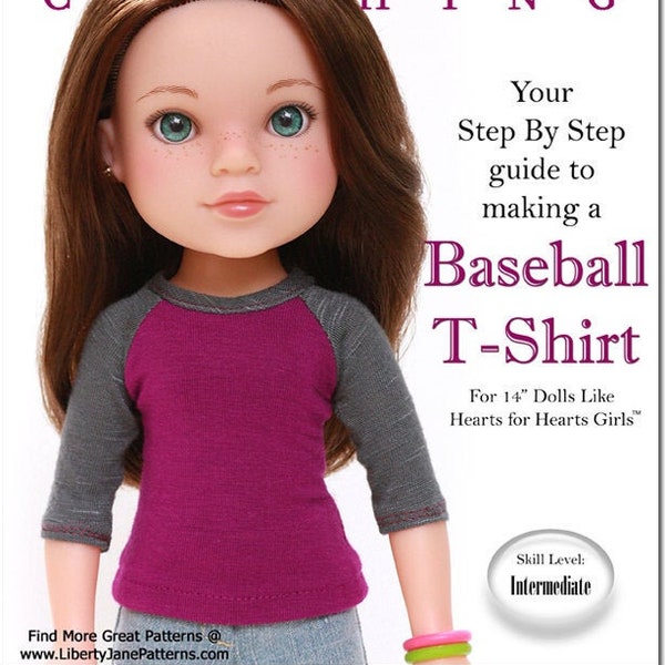 Baseball T-Shirt 13-14 inch Doll Clothes Pattern Fits dolls such as Hearts for Hearts™ or Corolle® - Liberty Jane - PDF - Pixie Faire