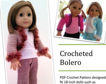 Crocheted Bolero 18 inch Doll Clothes Crochet Pattern Fits Popular 18" Dolls - Sweet Pea Fashions - PDF - Pixie Faire