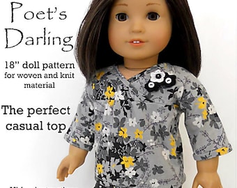 Poet's Darling Top 18 inch Doll Clothes Pattern Designed to Fit Popular 18" Dolls - Ardently Admire - PDF - Pixie Faire