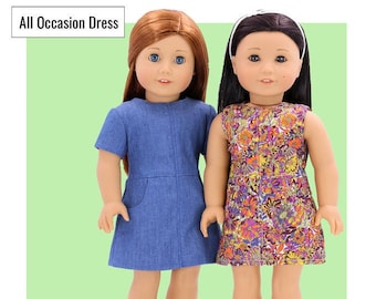 All Occasion Dress 18 inch Doll Clothes Pattern Fits Dolls such as American Girl® - 123 Mulberry Street - PDF - Pixie Faire