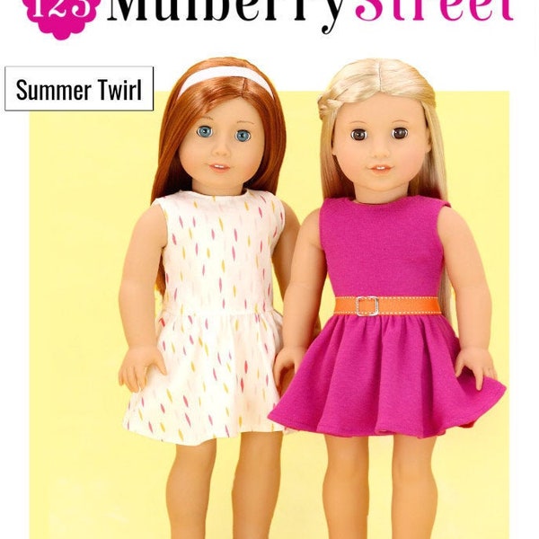 Summer Twirl Dress 18 inch Doll Clothes Pattern Fits Dolls such as American Girl® - 123 Mulberry Street - PDF - Pixie Faire