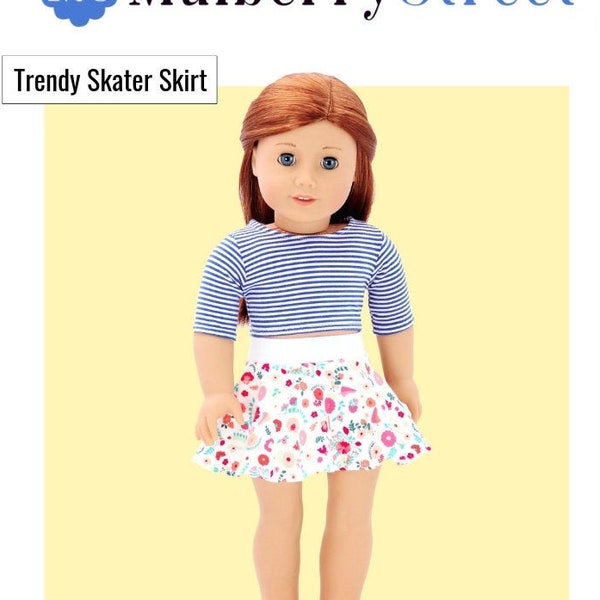 Trendy Skater Skirt 18 inch Doll Clothes Pattern Fits Dolls such as American Girl® - 123 Mulberry Street - PDF - Pixie Faire