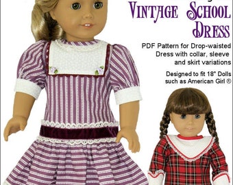 Vintage School Dress 18 inch Doll Clothes Pattern Fits Dolls such as American Girl® - Genniewren Designs - PDF - Pixie Faire