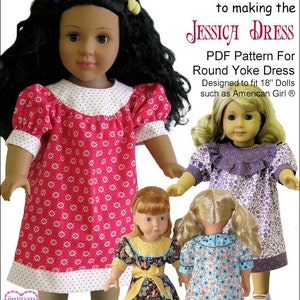 Jessica Round Yoke Dress 18 inch Puppenkleidung Schnittmuster passend für beliebte 18 cm Puppen - Genniewren Designs PDF - Pixie Faire