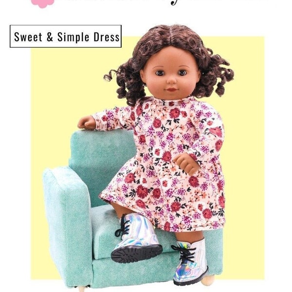 Sweet & Simple Dress 15 inch Doll Clothes Pattern Fits Baby Dolls such as Bitty Baby®, Bitty Twins® - 123 Mulberry Street -PDF- Pixie Faire