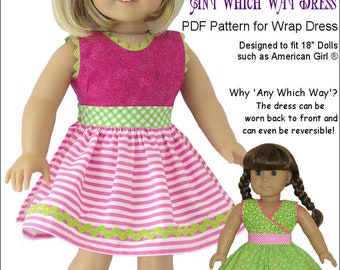 Any Which Way Dress 18 inch Doll Clothes Pattern Fits Popular 18" Dolls - Genniewren Designs - PDF - Pixie Faire