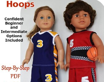 Shootin' Hoops Basketball Uniform 18 inch Doll Clothes Pattern Fits Dolls such as American Girl®- JenAshley Doll Designs - PDF - Pixie Faire