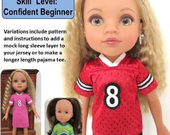 Football Jersey 13-14 inch Doll Clothes Pattern Fits Hearts for Hearts® or Les Cheries® Dolls - JenAshley Doll Designs - PDF - Pixie Faire