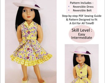 Topsy Turvy Reversible Dress 16 inch Doll Clothes Pattern Fits A Girl For All Time® Dolls - Little Miss Muffett - PDF - Pixie Faire