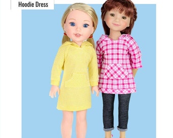 Hoodie Dress 14.5-15 inch Doll Clothes Pattern Fits Dolls such as Ruby Red Fashion Friends® & WW - 123 Mulberry Street - PDF - Pixie Faire
