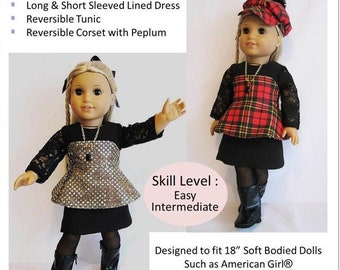 Kyra's Choice Dress & Corset 18 inch Doll Clothes Pattern Fits Dolls such as American Girl® - Little Miss Muffett - PDF - Pixie Faire