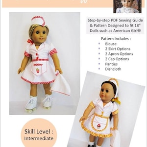 Roadhouse Roller Skater 18 inch Doll Clothes Pattern Fits Popular 18&quot; Dolls - Little Miss Muffett - PDF - Pixie Faire