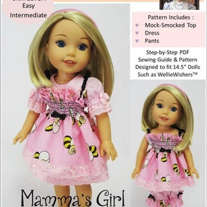 Mamma&#39;s Girl 14.5 inch Doll Clothes Pattern Instant Download - Little Miss Muffett - PDF - Pixie Faire