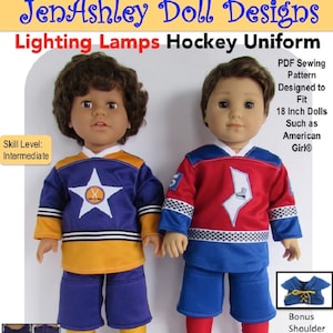 Lighting Lamps Hockey Uniform 18 inch Doll Clothes Pattern Fits Popular 18&quot; Dolls - JenAshley Doll Designs - PDF - Pixie Faire