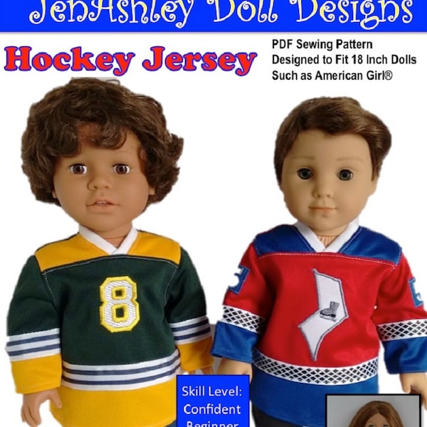 Hockey Jersey 18 inch Doll Clothes Pattern Fits Dolls such as American Girl® - JenAshley Doll Designs - PDF - Pixie Faire