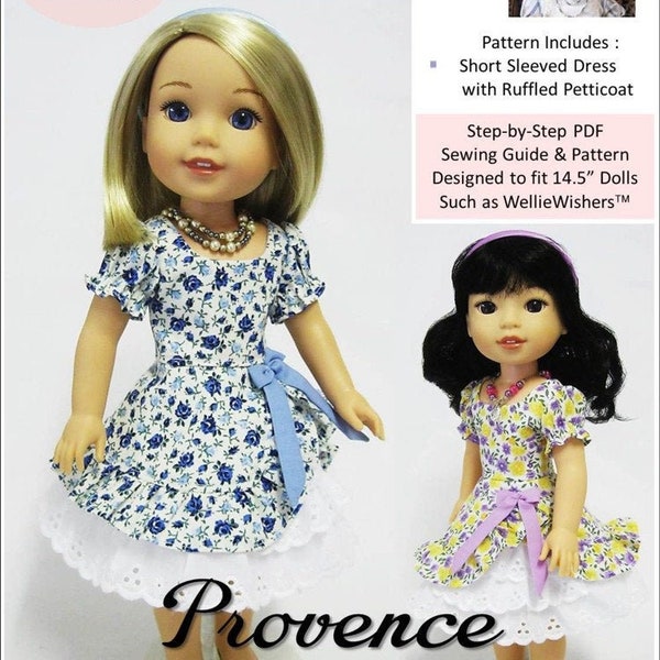 Provence 14.5 inch Doll Clothes Pattern Fits Dolls such as WellieWishers™ - Little Miss Muffett - PDF - Pixie Faire