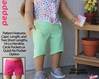 Friendship Garden Capri e Shorts 18 polegadas Boneca Roupas Padrão Serve Popular 18" Bonecas - Peppermintsticks - PDF - Pixie Faire